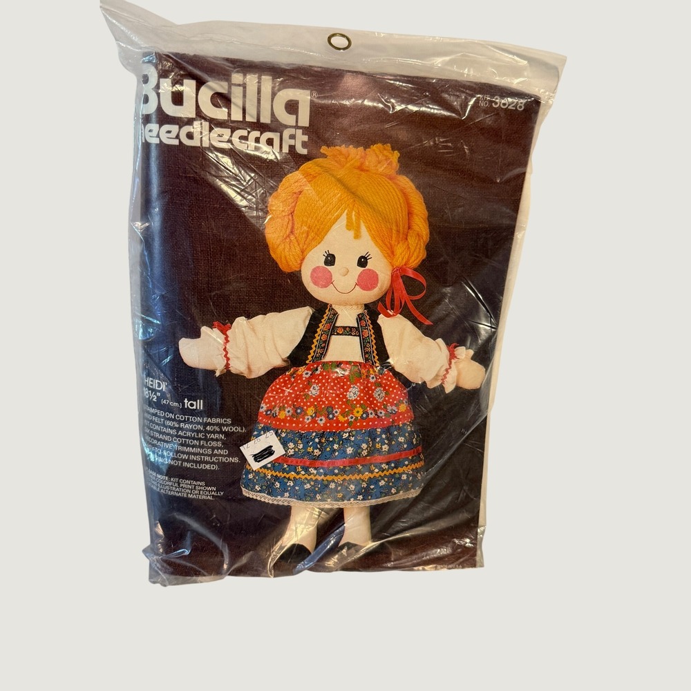 Vintage Bucilla Needlecraft Heidi Doll Kit 3628 DIY Stamped Fabric 18.5 Inch New